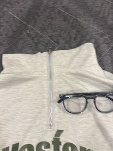 Light Grey "Western" Quarter Zip Sweatshirt