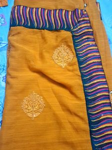 Elegant Mustard Saree with Embellished Border