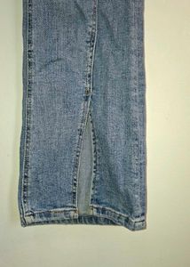 High-Waisted Front-Slit Panel Seam Flare Jeans