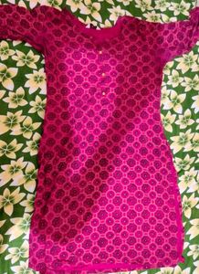 Pink Floral Print Kurta