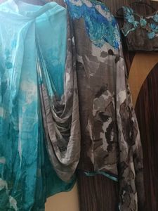 Printed Stiched Saree with Padded Blous