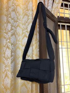 Stylish Black Woven Crossbody Bag