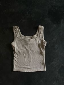 padded Ribbed Square Neck Tank Top