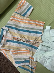 Striped Crop Top &amp; Palazzo Pants Set
