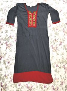 Stylish Grey Kurta with Red Border