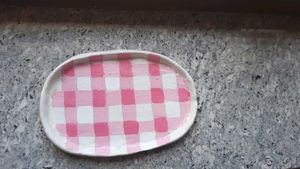 Pink Gingham Trinket Dish