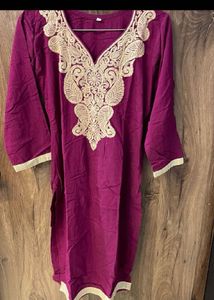 Elegant Embroidered Purple Kurti