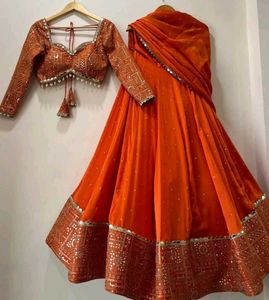 Orange Party Wear Lehenga Choli