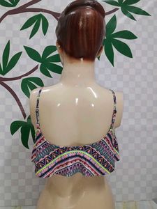 (300)Patterned Crop Top