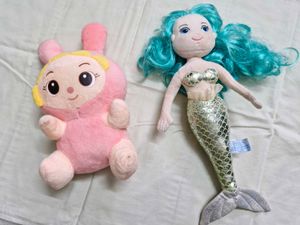Plush Mermaid and Bunny Doll Set