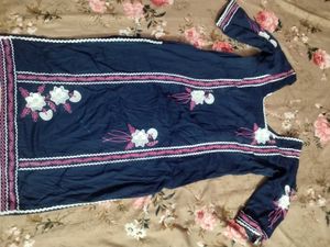 Embroidered Navy Blue Kurta set