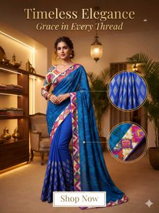 Elegant Blue Saree with Geometric Print blouse
