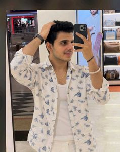 Men's White Floral Print Shirt