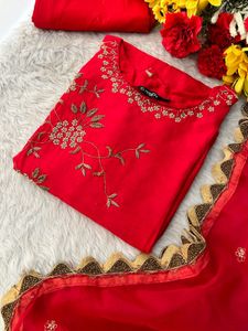 Elegant Red Embroidered Kurta Set