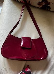 LVL99 Burgundy Baguette Shoulder Bag