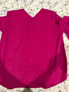 V-Neck Pink Long Sleeve Shirt