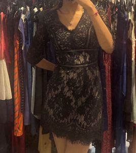 Elegant Black Lace V-Neck Dress