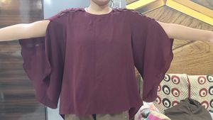 Wine Batwing Top