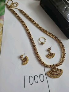 New Jeweled Necklace, Ring & Earring Set