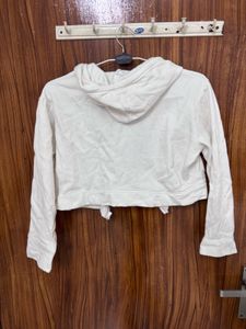 Cream Cropped Zip-Up Hoodie