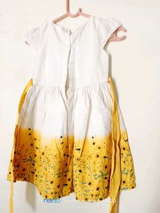 Cute Floral Girls Dress White And Yellow Combinati