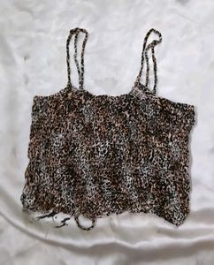 Leopard Print Smocked Crop Top