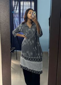 Grey Ikat Kurta