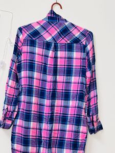 Pink Plaid Long Sleeve Top