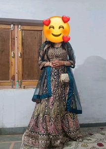 Beutiful Mirror Work Heavy Flair Leheng Embroidery