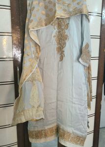 Premium silk kurti set with banarasi Dupatta