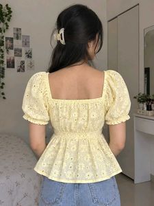Yellow Off-Shoulder Peplum Top