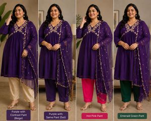 beautiful purple kurta and dupatta