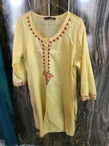 Yellow Embroidered Kurta