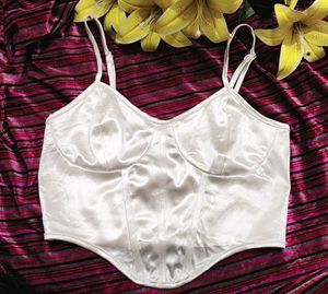 White Cami satin shein Corset Top