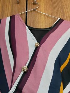Striped Wrap Midi Dress