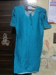 Teal Kurta Set with Silver Stripes