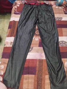 Stylish Black &amp; Red leather Pant