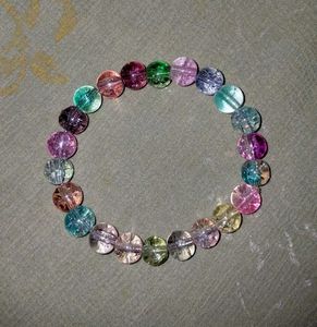 Purple &amp; Clear Beaded Bracelet