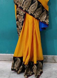 yellow wedding saree