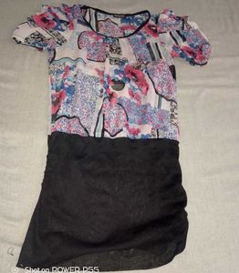 Floral Print Cut-Out Short Sleeve Top