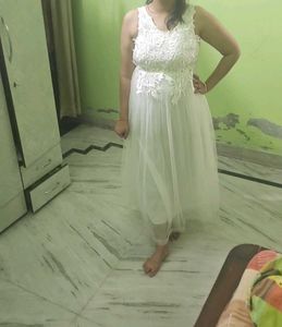 white middy dress cum gown