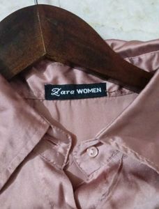 Pink Satin Button-Down