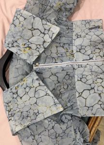 Unique Print Cropped Zip-Up Top