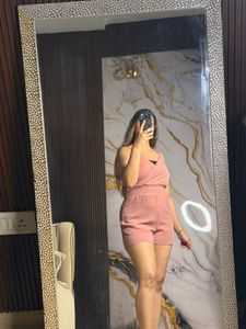 Women's Pink Smocked Waist Wrap Top