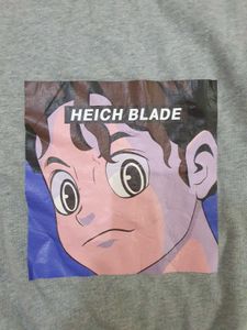 Gray Anime Graphic Sweatshirt