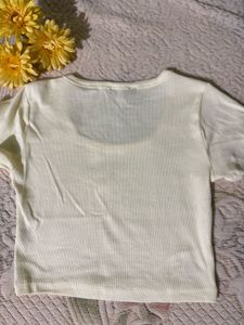 Max Ribbed Cream Cropped Tee