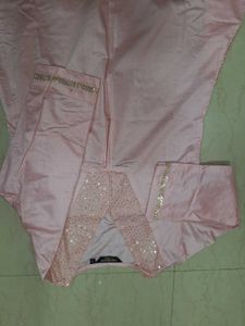 Pink Sequined Neckline Kurta