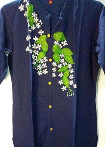 Handpainted Navy Blue Cotton Kurta