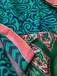 Green &amp; Blue Dress Material