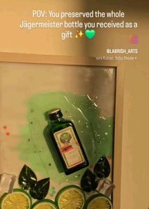A full-bottle Jagermeister resin art piece